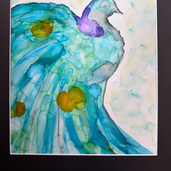 Hand crafted colorful abstract peacock one of a kind wall décor art - Picture 7 of 10